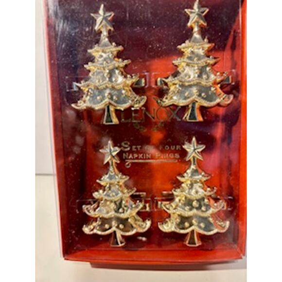 NEW Lenox Christmas Tree Napkin Rings Gold Set of 8 - Picture 5 of 11
